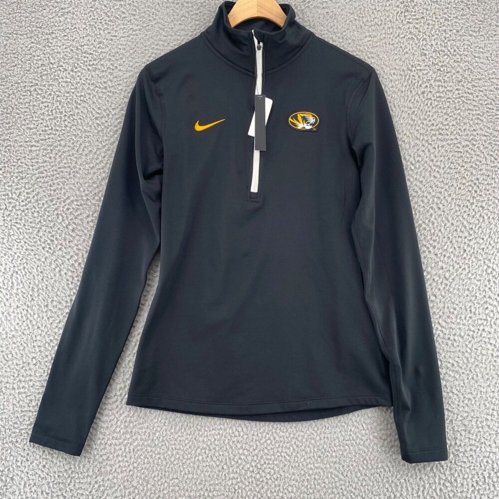 Nike Mizzou Jacket Womens Medium Black Dri Fit Pro Warm 1/4 Zip Tigers MU NWT
